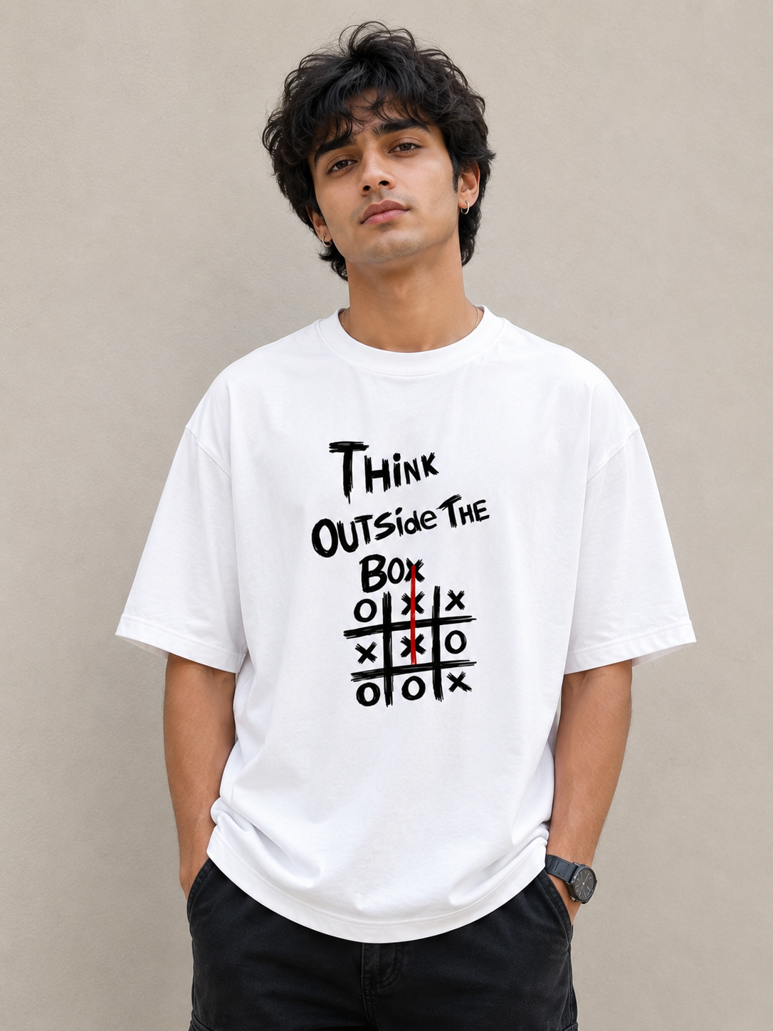 Think Outside the box Oversized tee